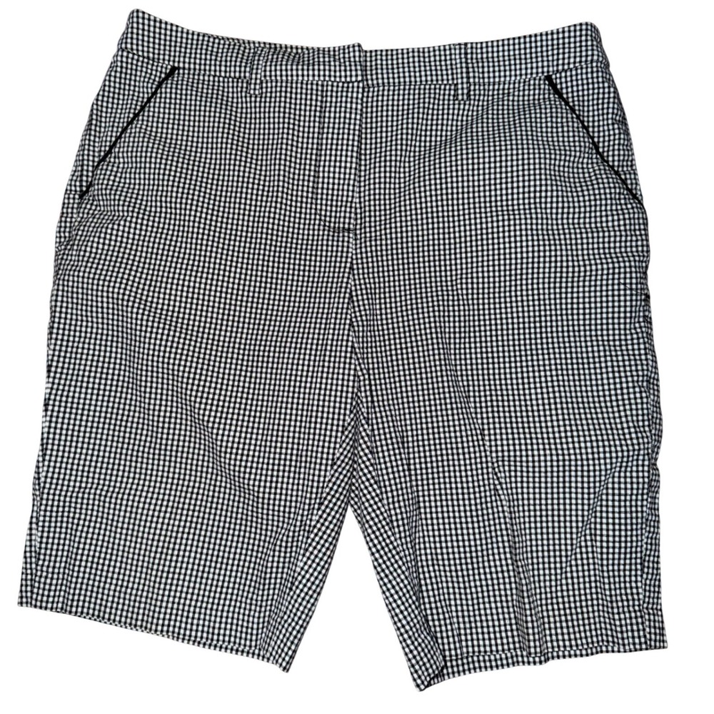 Greg Norman White Gingham Bermuda Shorts Womens Size 8 Stretch Cotton